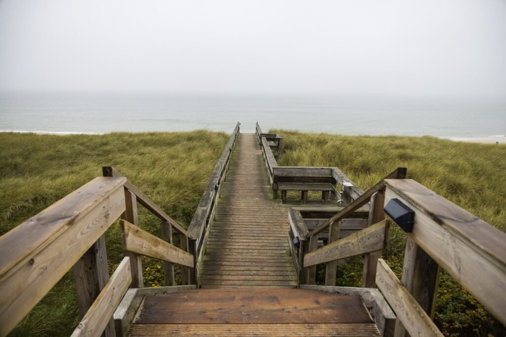 Tent set near dunes and water at First Landing, Virginia’s iconic coastal campground.